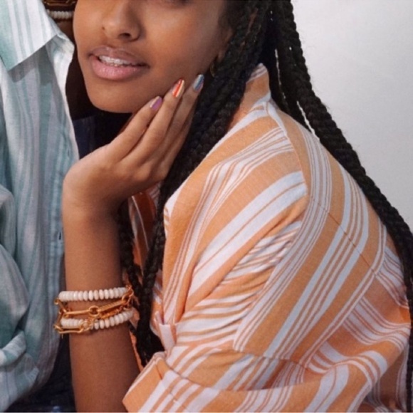 LEMLEM X‎ H&M LONG ORANGE/ WHITE LYOCELL SHIRT BEACH
COVERUP M/L - Picture 4 of 7